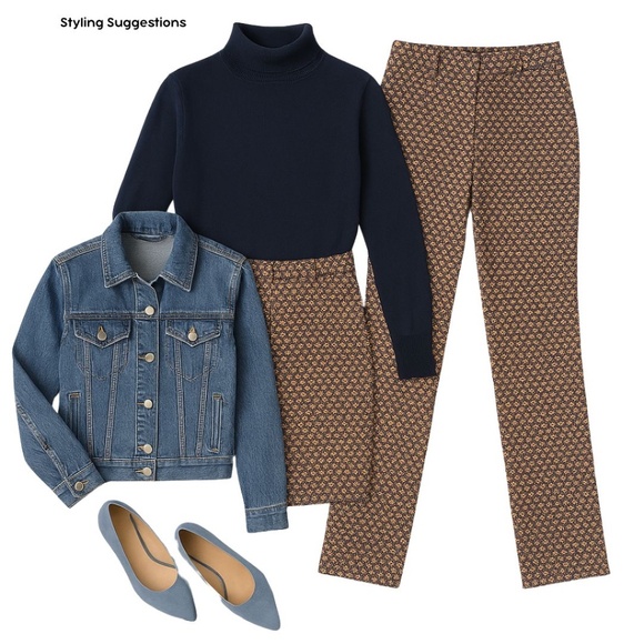 ZILCH Mosaic Print Pant Rust Brown Multicoloured  Cotton Spandex, Small, NWT - Picture 8 of 15